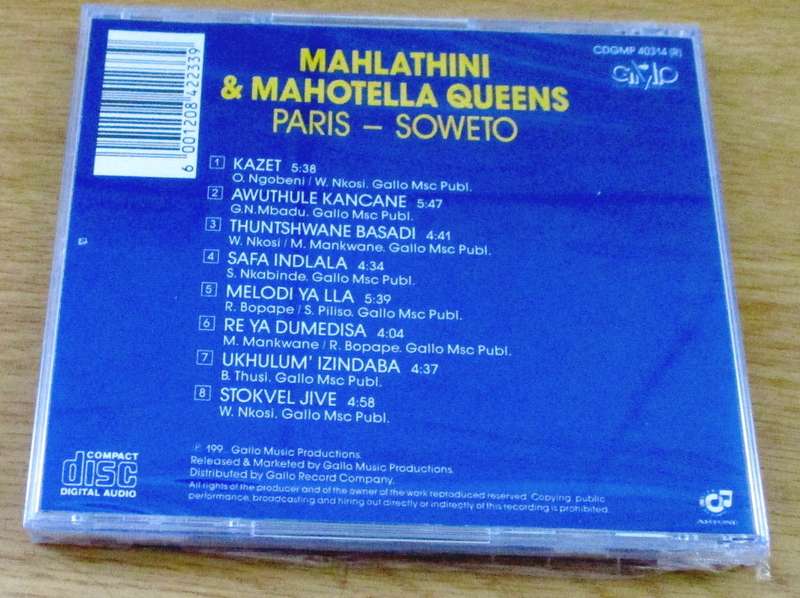 MAHLATHINI & MAHOTELLA QUEENS Paris - Soweto SOUTH AFRICA Cat# CDGMP 40314