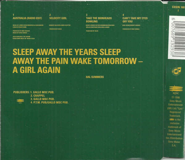 MANIC STREET PREACHERS Australia South African Cd Single [msr]