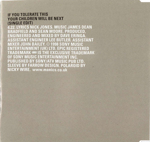 MANIC STREET PREACHERS If You Tolerate This Your Children Will Be Next PROMO CD [msr]