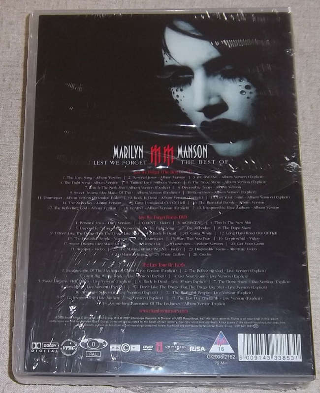 MARILYN MANSON Lest We Forget 2CD+DVD Deluxe SOUTH AFRICA Cat# UMFSAV 5023