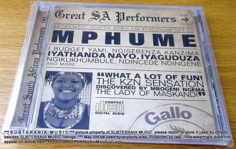 MPHUME Great SA Performers SOUTH AFRICA Cat# CDPS 089