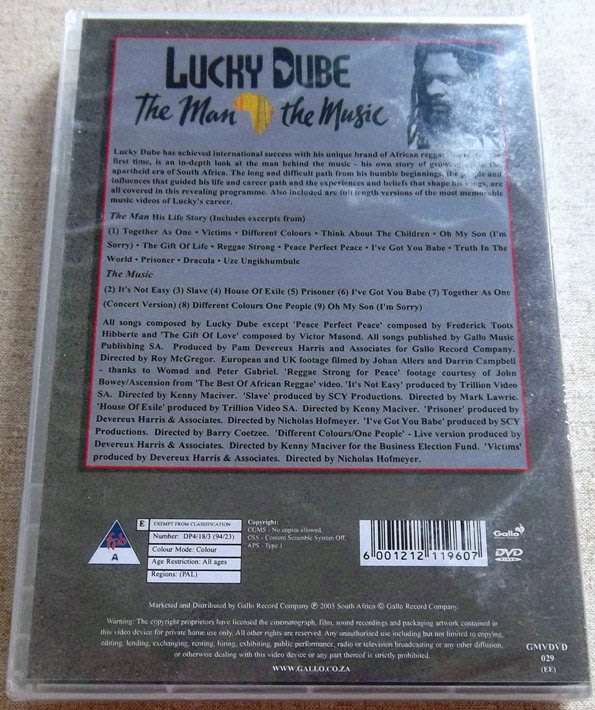 LUCKY DUBE The Man The Music SOUTH AFRICA Cat# GMVDVD0292