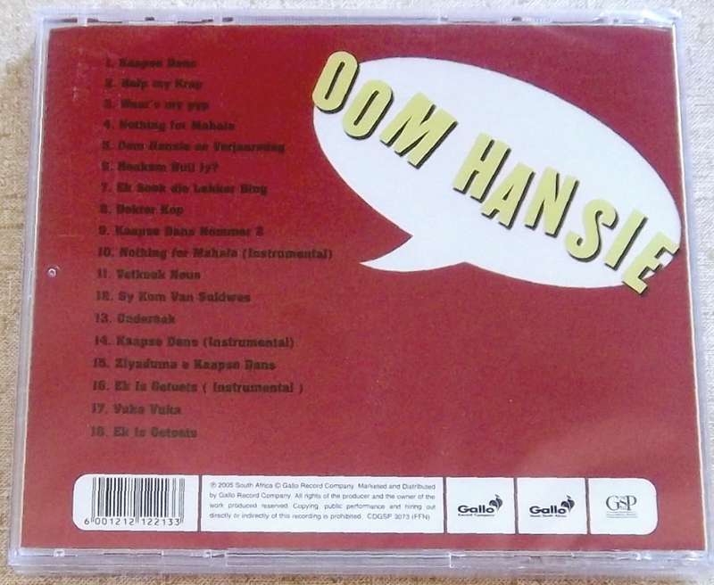 LUCKY DUBE / OOM HANSIE Kaapse Dans En Anner Hits Cat# CDGSP3073