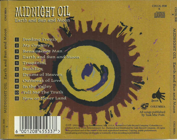 MIDNIGHT OIL Earth and Sun and Moon CD  [msr]