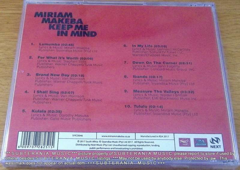 MIRIAM MAKEBA Keep Me in Mind SOUTH AFRICA Cat# SIYCD046