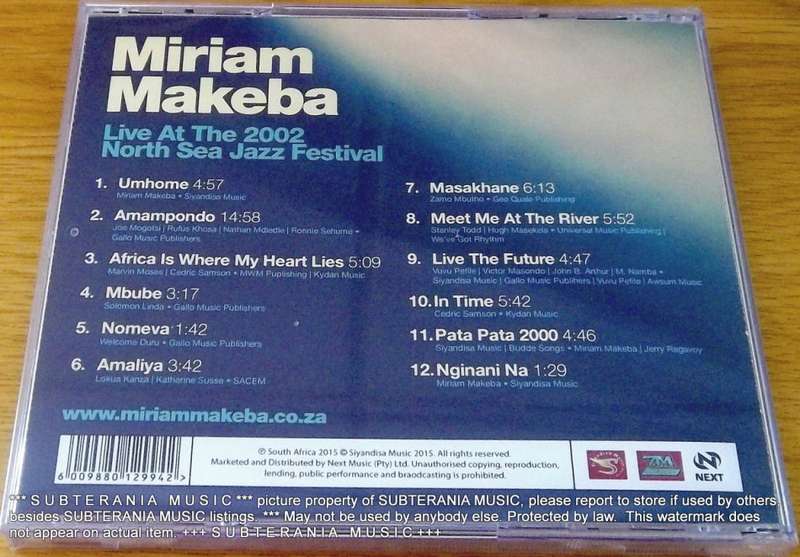MIRIAM MAKEBA Live At The 2002 North Sea Jazz Festival Cat# SIYCD026