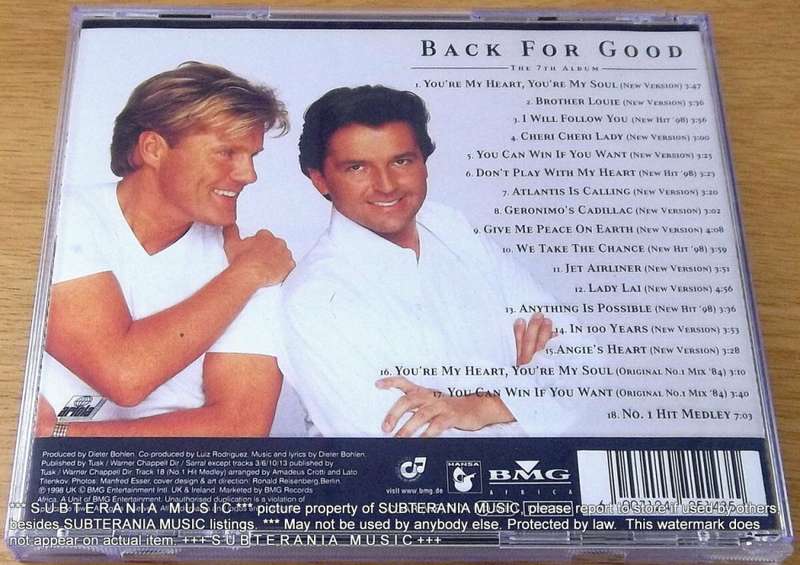 MODERN TALKING Back for Good The 7th Album SOUTH AFRICA Cat# CDARI(WF)1301