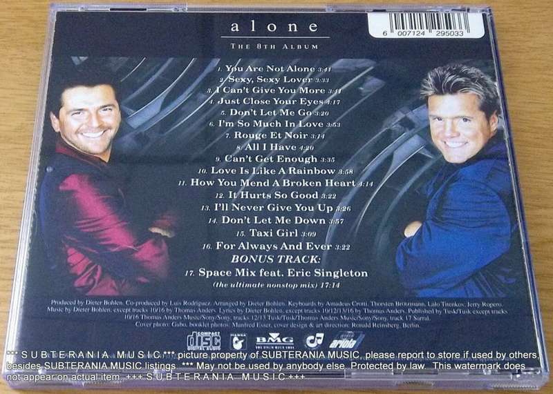 MODERN TALKING Alone  The 8th Album SOUTH AFRICA Cat# CDARI(WF)1322