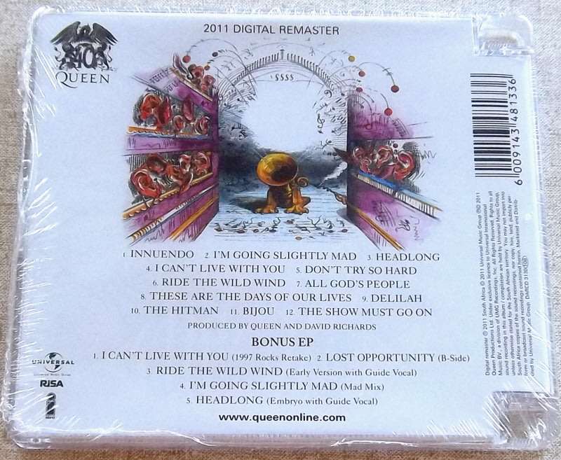 QUEEN Innuendo 2xCD Remastered Deluxe Edition SOUTH AFRICA Cat# DARCD 3130