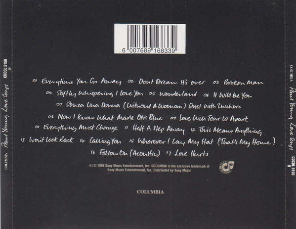 PAUL YOUNG Love Songs SOUTH AFRICA Cat# CDCOL 5150 H