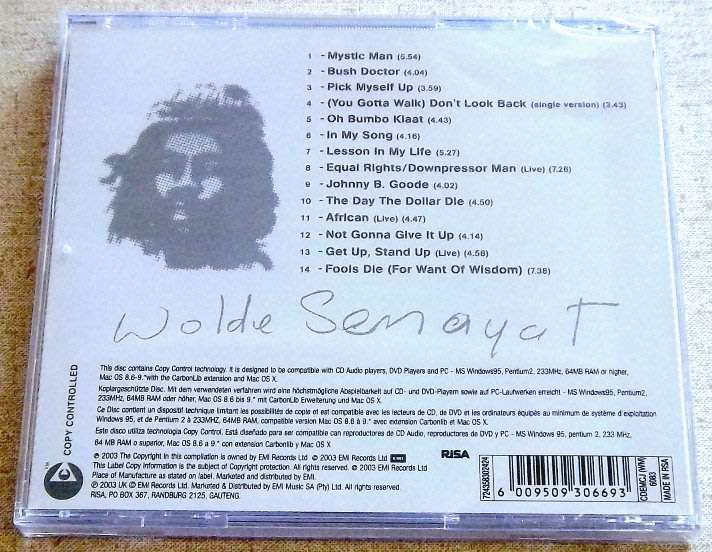 PETER TOSH The Best Of Peter Tosh 1978-1987 SOUTH AFRICA Cat# CDEMCJ(WM)6083