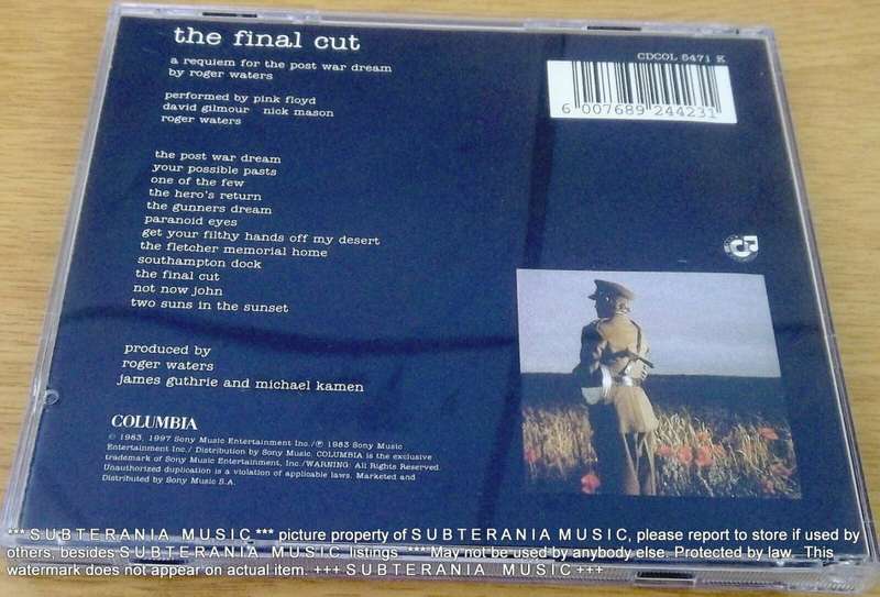 PINK FLOYD The Final Cut SOUTH AFRICA Cat# CDCOL 5025 K