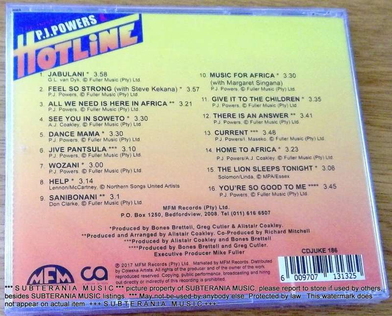 PJ POWERS & HOTLINE The Best Of SOUTH AFRICA Cat# CDJUKE 186