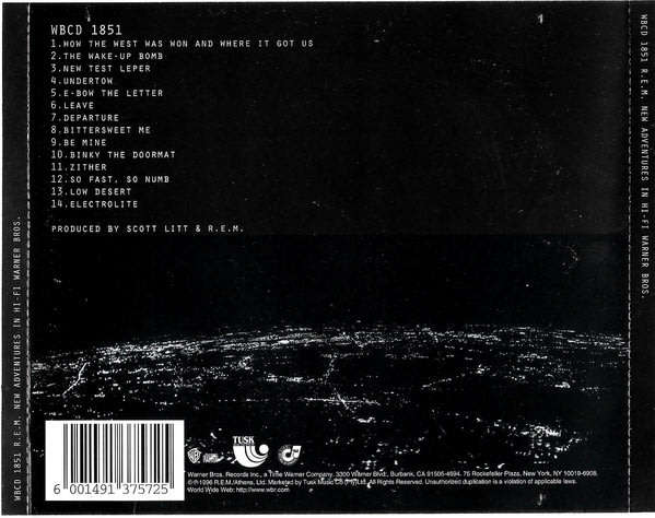 R.E.M. New Adventures In Hi-Fi SOUTH AFRICA Cat# WBCD 1851