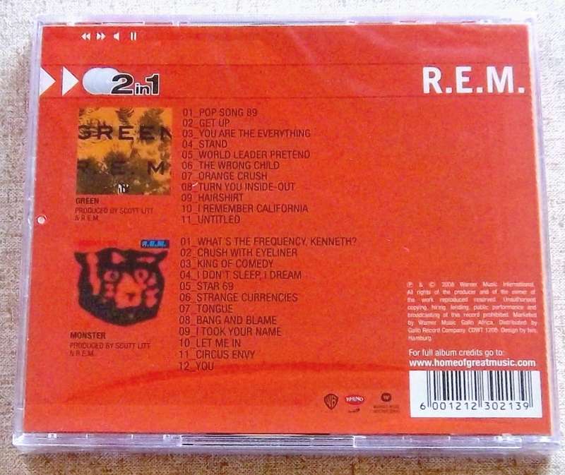 R.E.M. REM Green / Monster 2xCD SOUTH AFRICA Cat# CDWT 1208