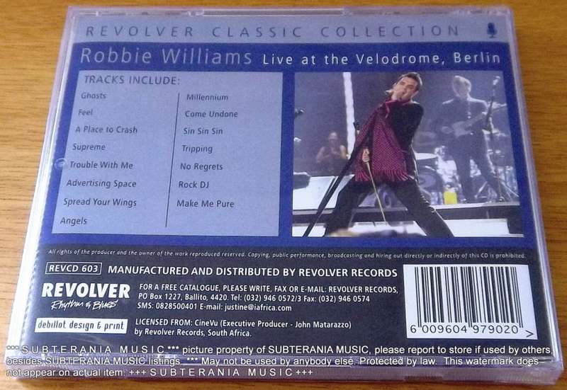 ROBBIE WILLIAMS Live at the Velodrome, Berlin CD SOUTH AFRICA Cat# REVCD603