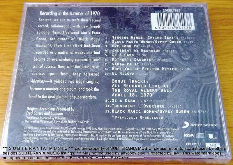 SANTANA Abraxas SOUTH AFRICA Cat# CDCOL7825