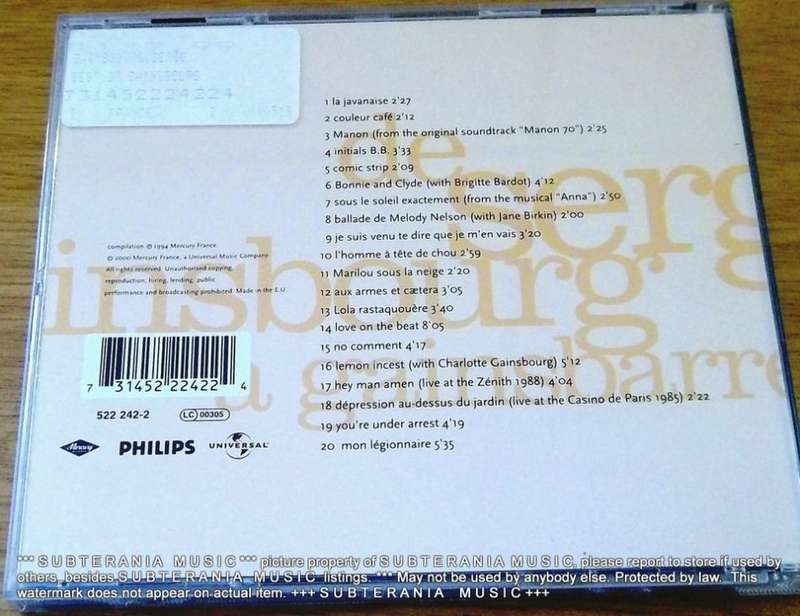 SERGE GAINSBOURG Best Of CD