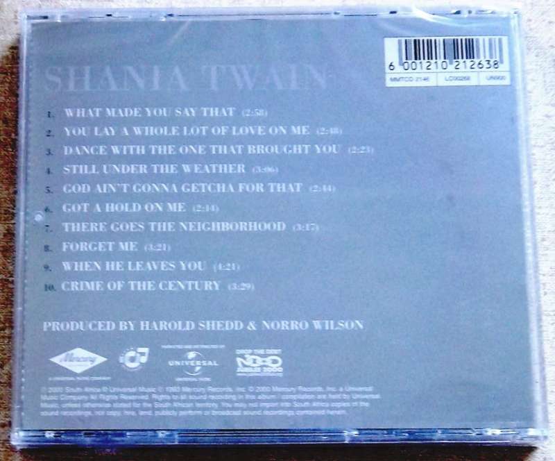 SHANIA TWAIN Shania Twain CD 2000 pressing SOUTH AFRICA Cat# MMTCD 2146