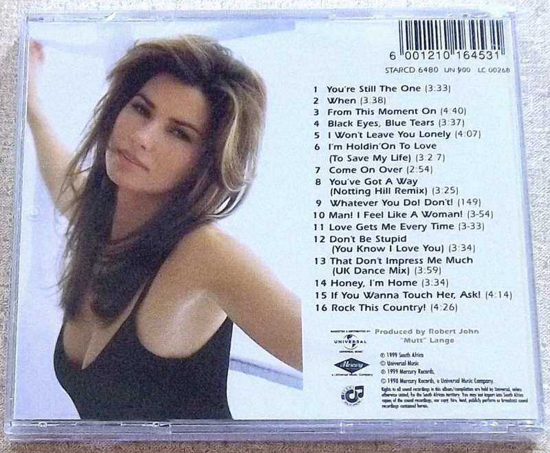 SHANIA TWAIN Come On Over SOUTH AFRICA Cat# STARCD 6480