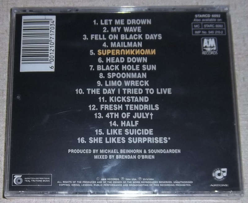 SOUNDGARDEN Superunknown SOUTH AFRICA Cat# STARCD6092