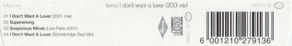 TEXAS I Don`t Want A Lover (2001 Mix) CD Single South African Pressing