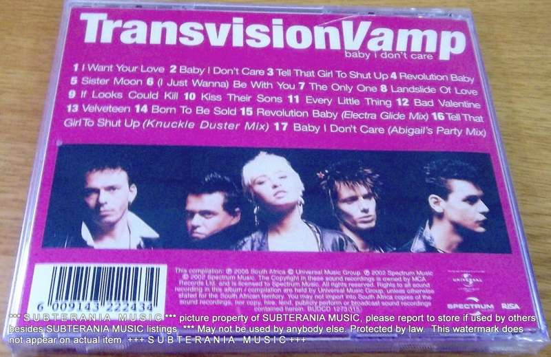 TRANSVISION VAMP Baby I Dont Care Best Of SOUTH AFRICA Cat# BUDCD1273