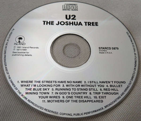 U2 The Joshua Tree SOUTH AFRICA Cat# STARCD 5879