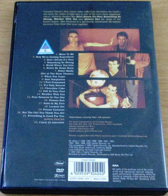 CROWDED HOUSE Dreaming The Videos DVD