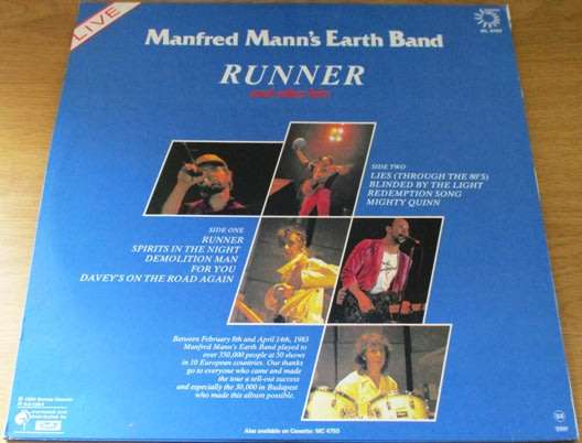 MANFRED MANN`S EARTH BAND Runner and Other Hits Live VINYL LP Record