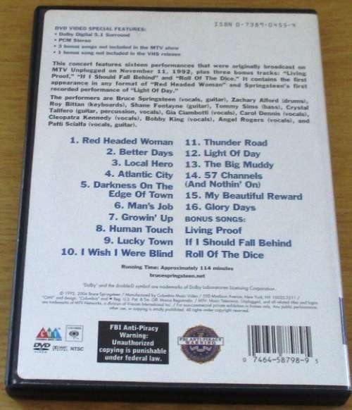 BRUCE SPRINGSTEEN MTV Unplugged In Concert DVD