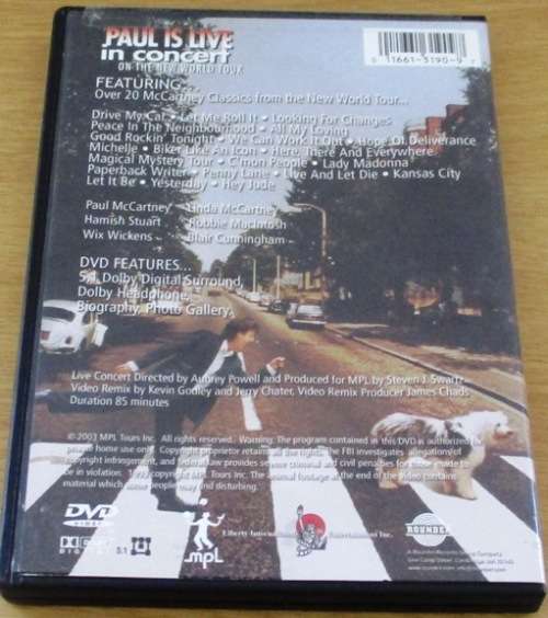PAUL McCARTNEY Paul is Live in Concert on the New World Tour DVD
