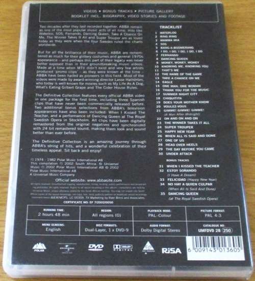 ABBA The Definitive Collection  30 Videos Restored and Remastered DVD