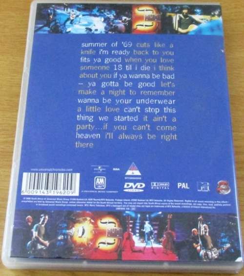 BRYAN ADAMS Unplugged DVD