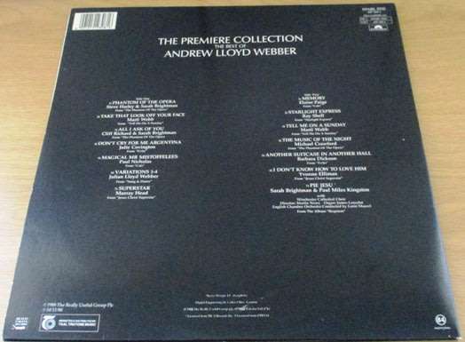 ANDREW LLOYD WEBBER The Premiere Collection The Best Of VINYL LP Record
