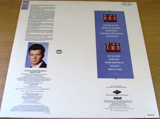 RICK ASTLEY Whenever You Need Somebody VINYL LP Record