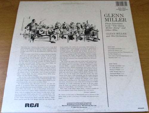 GLEN MILLER Plays selections from The Glenn Miller Story and Other Hits VINYL LP Record