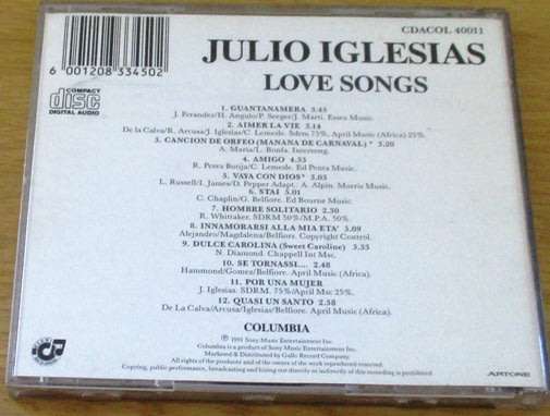 JULIO IGLESIAS Love Songs CD   [Shelf G x 25]