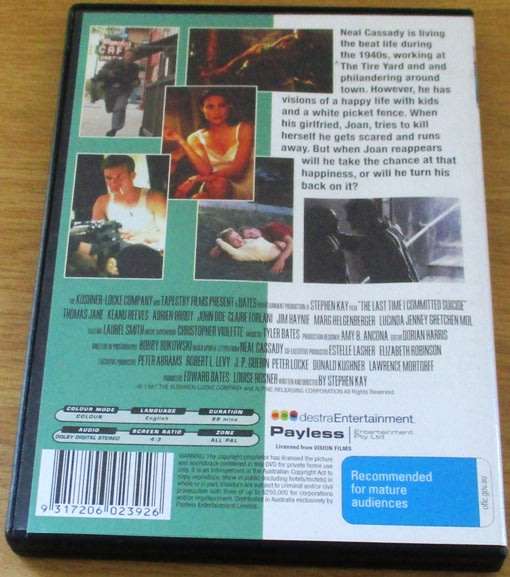 CULT FILM: The Last Time I Committed Suicide DVD Keunu Reeves Adrien Brody