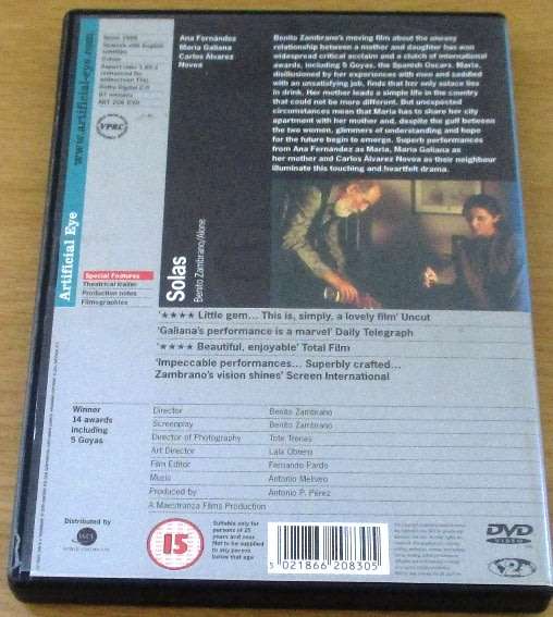 CULT FILM: Solas DVD [DVD BOX 2] SPANISH with English Subtitles