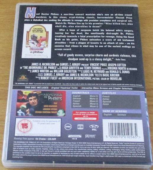 CULT FILM: The Abominable Dr. Phibes DVD [DVD BOX 2]