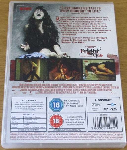 CULT FILM: Dread DVD [DVD BOX 4]