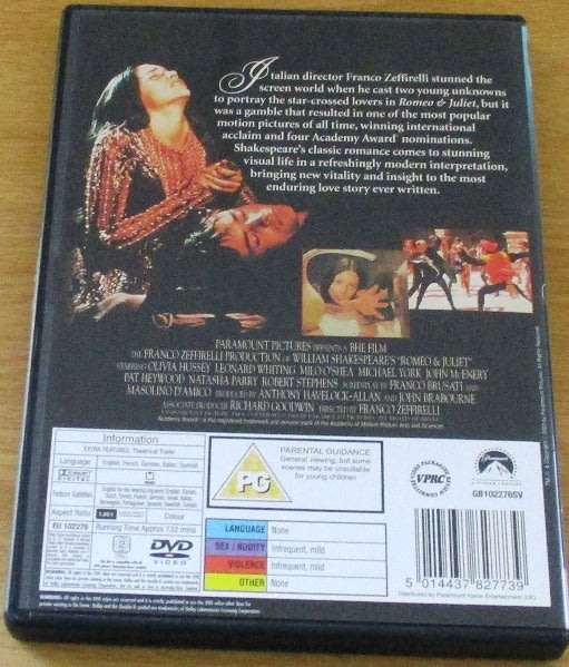 CULT FILM: Romeo and Juliet DVD [DVD BOX 8]