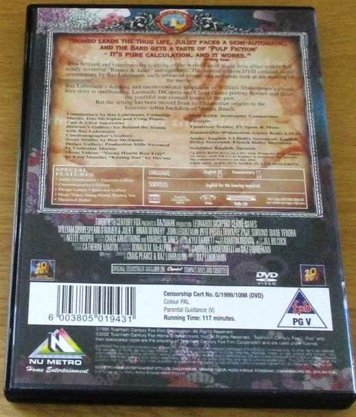 CULT FILM: William Shakespeare,s Romeo + Juliet DVD [DVD BOX 8] Leonardo Dicario
