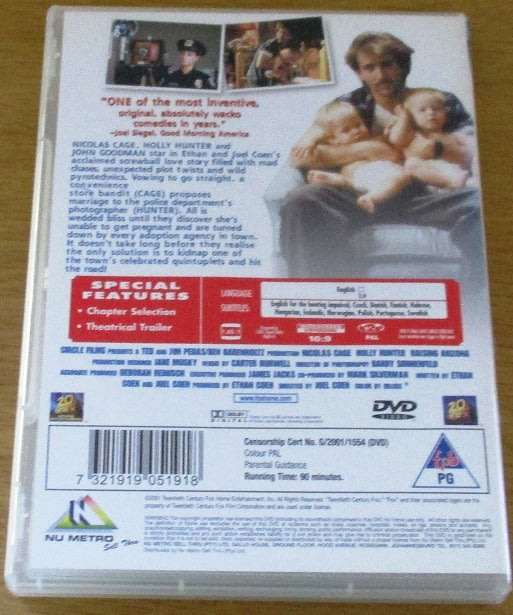 CULT FILM: Raising Arizona DVD [DVD BOX 8] Nicolas Cage Holly Hunter