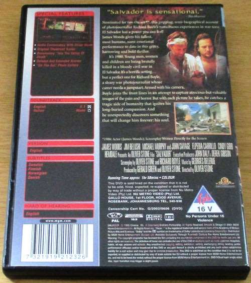 CULT FILM: Salvador DVD [DVD BOX 8] James Woods Jim Belushi John Savage