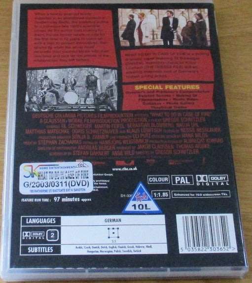 CULT FILM: What to do In Case of Fire DVD [DVD BOX 9] GERMAN with English Subtitles