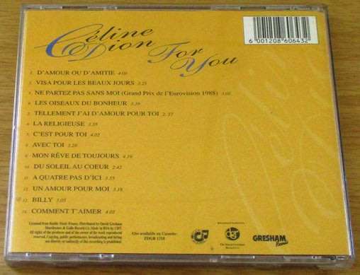 CELINE DION For You CD [Shelf G x 26]