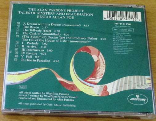 THE ALAN PARSONS PROJECT Tales of Mystery and Imagination Edgar Allan Poe [Shelf G x 26]