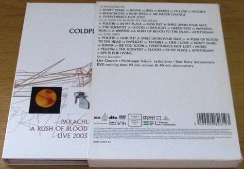 COLDPLAY Parachutes + A Rush of Blood To the Head + Live 2003  3 x DVD Digipak DVD